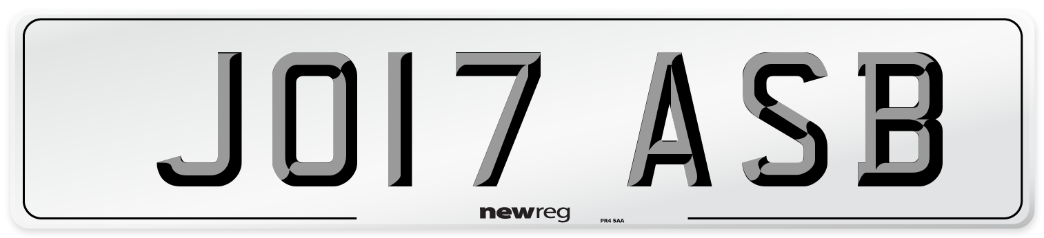 JO17 ASB Number Plate from New Reg